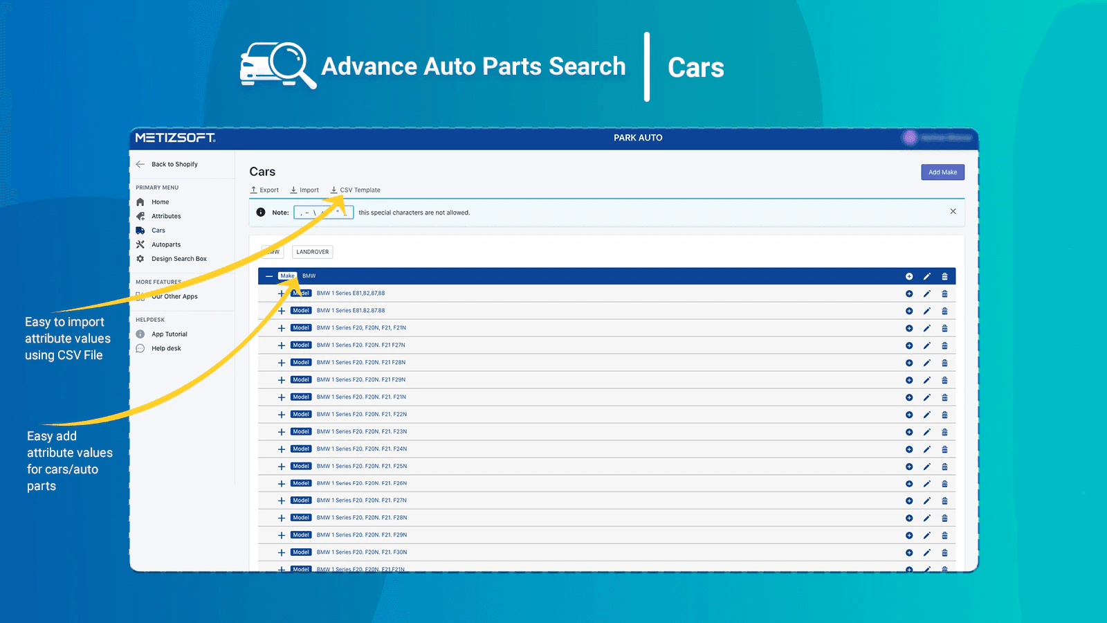 Bulk CSV import screen for vehicle fitment data